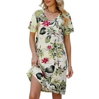 Homgro ženska haljina s kratkim rukavima V izrez cvjetne otiske haljine Ljetni datum noćne telegantne