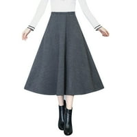 Suknja za žene zimski vintage visoki elastični struk linijska vuna midi suknja LADY suknja veličine