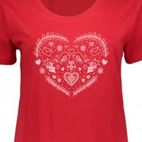 Inktastični valentinovo ptice Cvijeće i srca Ženska majica plus veličine