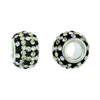 Sterling srebrni kristalni šarm dizajn perle u bijeloj, citrinu i crnoj boji narukvice kompatibilne