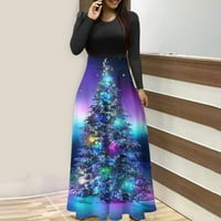 Yueulianxi modna haljina za žene Božićna ideja stablo tiskane haljine modna prevelika duga haljina za