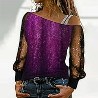 Ženska gornja bluza Sequin tisak mrežice s dugim rukavima Hladna košulja sa dugim rukavima Labava bluza