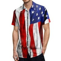 B91XZ muške košulje Muške modne zastava slobodnog vremena 3D DIGITALNI TISKU GUMBE LEAL SHORT SHOW MAJICA