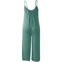 Penskeiy Jumpsuits za žene Žene Čvrsti kombinezon Pajamas Ležerne prilike za rezanje širokog nogu Duge hlače zelene skoke
