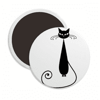 Životinjska umjetnost Outline Black Cat Lover Halloween Round Ceracs Frižider Magnet za održavanje ukrasa