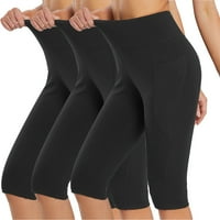 Utoimkio crna joga hlače kapri za žene čišćenje Ženske duljine koljena, temari visokog struka joga vježbanje