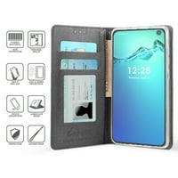 Vrijednost za 6,4 Samsung Galaxy S Plus Luksuzni hibridni šanki Otpornije izvlakavi apsorpcija Kickstand Pejzažni režim Strap džepni kreditni kartica Branik za kartu za lični novčanik + [crna]