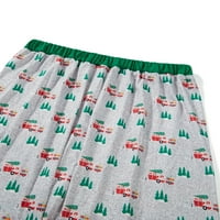 Frobukio Usklađivanje porodice Božić pidžama za odrasle djeca Print dugih rukava Ležerne prilike hlače za spavanje noćne odjeće PJS Green Dad-3xl