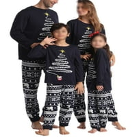 Haite mammy tata Child Crew Crw Dugi rukavac Porodica Pajamas Set Xmas PJS Elastična struka Spavaća odjeća Božićne snježne pahuljice vrhovi i hlače PJ setovi tamno plava mama 2xl