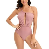B91XZ kupaći kostim za žene Novo kupaći kostim tiskani odgovarajući ruffff bez struka Hlače za high struk Ženske kupaće kostime ružičaste, s
