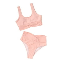 Booker Womens Beach Bikini Plaža kupaći kostim modni korut Dva set Pink Poliester M
