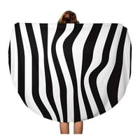 Okrugli ručnik za plažu pokrivač kože Striped apstraktno crno-bijelo zebra uzorak Travel Circle Kružni