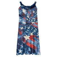 Dyegold sandresses za ženska ležerna plaža - midi patriotične haljine za žene u vratu bez rukava bez