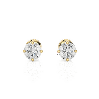 Karatni dijamantski naušnice za žene u 14K žutom zlatu 4-cjelokupne postavke i vijku od strane PRIVOSA Fini nakit