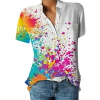 Ljetne vruće košulje za žene Žensko ljetno casunsko dugme niz majicu kratkih rukava cvjetni tisak vrh sa džepovima