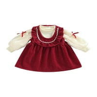 Bagilaanoe Toddler Djevojke Kombinezona Dress Set Lantern Dugi rukavi Pulover + rukavice bez rukava