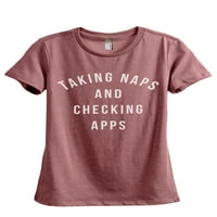 Uzimanje naps i provjera aplikacija Ženska modna opuštena majica Tee ugljen sivi mali