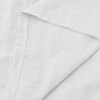 Ljetne žene slatke vrhove majice kratkih rukava Dame Elegant V izrez bluze pamučni posteljini tiskani tasteri labavi tunike