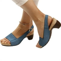 Yuqi ženske ljetne sandale za pete Podesive kaiševe pete Peep nožni prst klizne cipele za svakodnevne