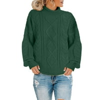 Džemper za žene dame debele linije polumjer džemper od pune boje modni ležerni pleteni džemper