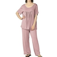 Homgro ženska meka plus veličine pidžama pamuk pamuk kratki rukav pant pj set pada lagani ljetni proljetni lounge set Pruple X-Veliki