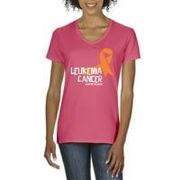 - Ženska majica s kratkim rukavima V-izrez - rak leukemije