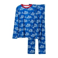 Jedan pidžami roditeljski dječji toplog božićnog set tiskanog domaće habaju pidžamas dva mama postavljena plava l