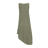 Ljetne haljine za žene Solid srednje dužine A-line Ležerne haljine bez rukava vojska zelena 4xl
