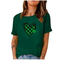 Womens St. Patrick Majice Valentine Košulje Ispiši srce Kratki rukavi Ležerne prilike Ležerne prilike