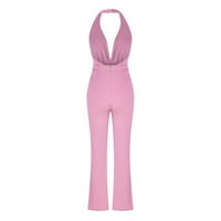 Clearistanska kombinezona za ženske pune boje bez rukava bez rukava viseći džep labav bodysuit ružičasti