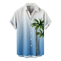 Havajske majice za muškarce Tropical Palm casual gumb niz kratki rukav