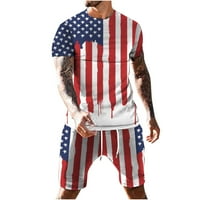 Muška trakcijska set Amerika Patriotska zastava majica i kratke hlače odijelo kratkih rukava na vrhu