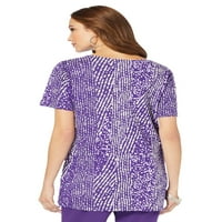 Roamin's Women's Plus veličine Print zarez-izrez Mekani pletenje TUNIC majica kratkih rukava