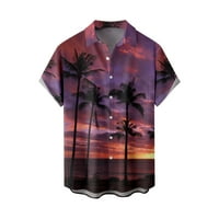 Cyzz Celler proljeće Ljeto Muški havajski povremeni pamučni pamuk u boji majica kratkih rukava Labave majice sa džepovima ljubičasta l