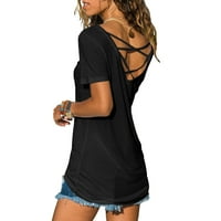 Ženska ljetna kratka majica s kratkim rukavima V-izrez