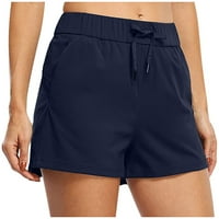 Modni ženski sportski džep u boji labave kratke hlače joga hlače mornarice m