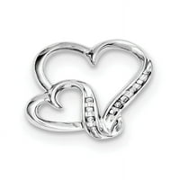 Sterling srebrni rodijumski obloženi dijamantski privjesak s dvostrukim srcem