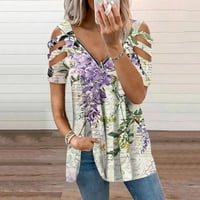Žene ljetne vrhove prevelike majice s kratkih rukava s kratkim rukavima s kratkim rukavima s rezovenim