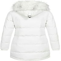 Cocopeueunt ženski puffer dolje kaput topla zima zgušnjavala jakna s klizanjem srednjeg duljina modna