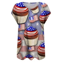 PBNBP Ženske grafičke ploče 4. jula Casual Vintage American Flag Cap čaplja za čahure Crk Sat Free FIT majice Žene Dressy Bluze na čišćenju Ljetnjeg ušteda