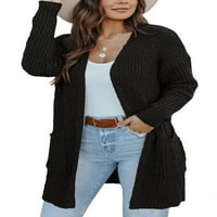 Ženski kardigan s dugim rukavima otvoren prednji pleteni džemperi Čvrsti meki casual labavi gornji odjećni
