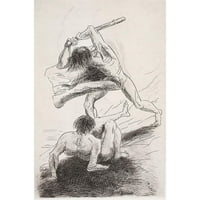 Redon, Odilon crni moderni uokvireni muzej umjetnički print pod nazivom - Cain i Abel