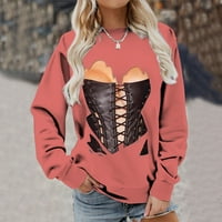 Ženska duks casual 3D noviteti Print s dugim rukavima grafički grafički tunik Majica Lagana svjetlost udobnog pulover vrhova crvena xxl