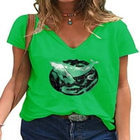 Žene Ljeto majica s kratkim rukavima V-izrez dame casual bluza