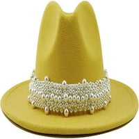 Ženski široki rub Fedora šešir sa bisernim bend Lady Panama Hat