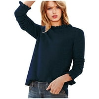Kali_store džemper žene ženski modni džemper s dugim rukavima casual rebrasta pletena zimska odjeća