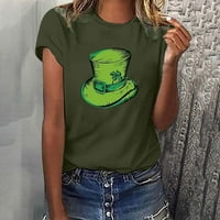 Amidoa Women Crewneck St.Patrick's Day Print Majice Modne udobne bluze vrhovi Ljetni casual vrhovi