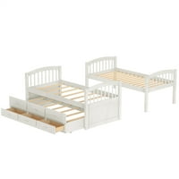 Twin preko dvokrevetne kreveti sa krevetom s vitrinama i skladištima, drveni okvir kreveta na kat sa