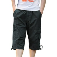 Teretne hlače Ljeto Muška služba Capris Pamuk Elastični struk Capris Multi džepna radna odjeća na otvorenom Sportske hlače Omladina Muške hlače Sive veličine XXL