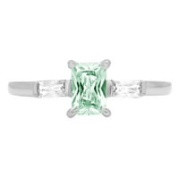 0. CT Sjajni smaragdni rez prozirni simulirani dijamant 18k bijelo zlato Trobotan prsten s 7